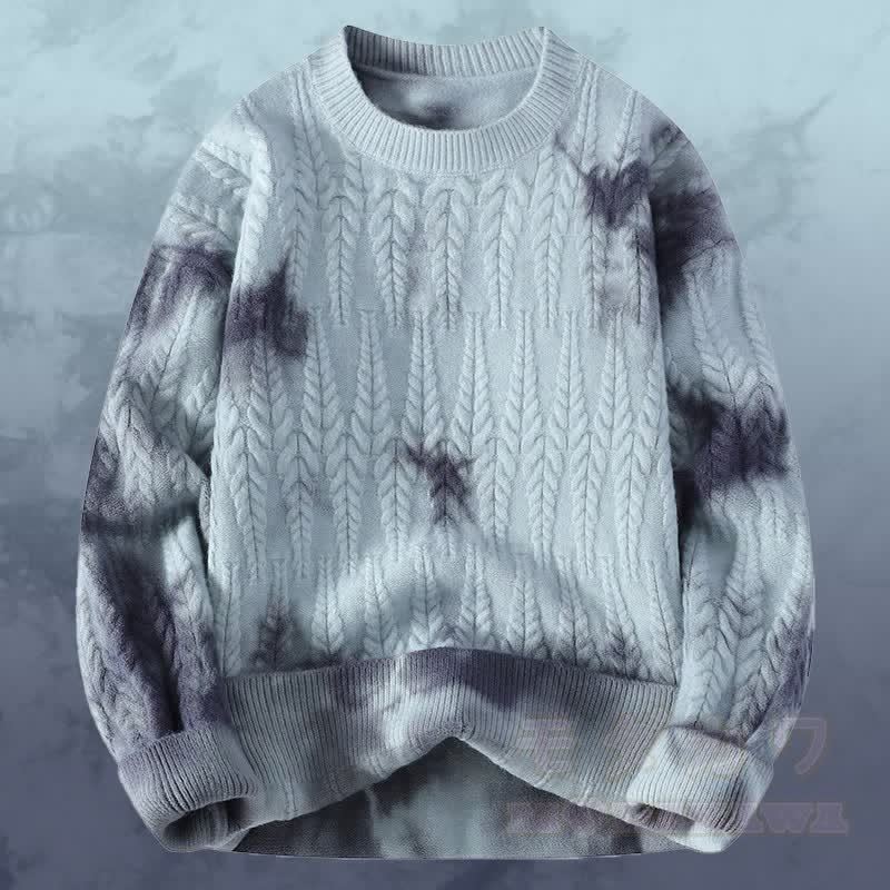 Zweiteiliger Strickpullover mit Batikmuster und Cargohose - Grauer Pullover - 3XL - image 5