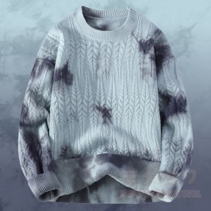 Zweiteiliger Strickpullover mit Batikmuster und Cargohose - Grauer Pullover - 3XL - image 5