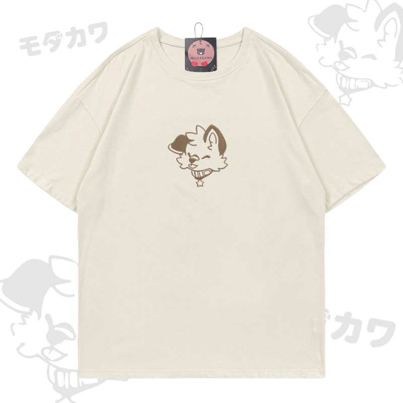 MODAKAWA X popipeko Besticktes T-Shirt aus Baumwolle mit fröhlichem Welpenmotiv - Beige - 5XL - image 5