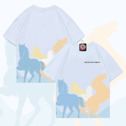 MODAKAWA T-Shirt mit Allover-Print eines galoppierenden Pferdes - White A - 5XL - image 3