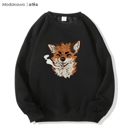 MODAKAWA X atka Fox Smoking Graphic Rundhals-Sweatshirt - Black - 5XL - image 3