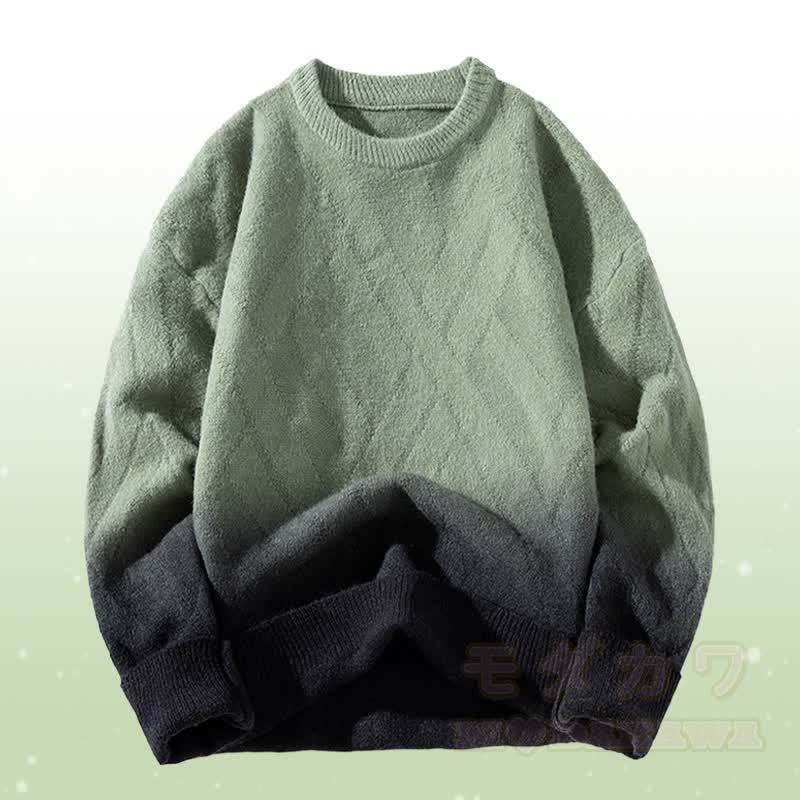 Zweiteiler: Strickpullover mit Farbverlauf und Cordhose - Grüner Pullover - 3XL - image 4