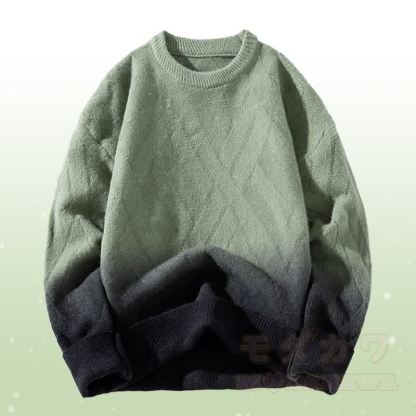 Zweiteiler: Strickpullover mit Farbverlauf und Cordhose - Grüner Pullover - 3XL - image 4