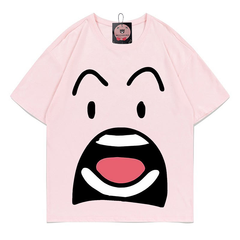 Modakawa T-Shirt mit Aufdruck eines schockierten Gesichts - Pink - 5XL - image 4