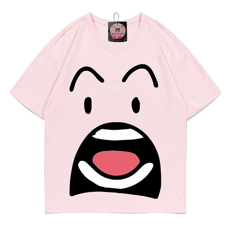 Modakawa T-Shirt mit Aufdruck eines schockierten Gesichts - Pink - 5XL - image 4