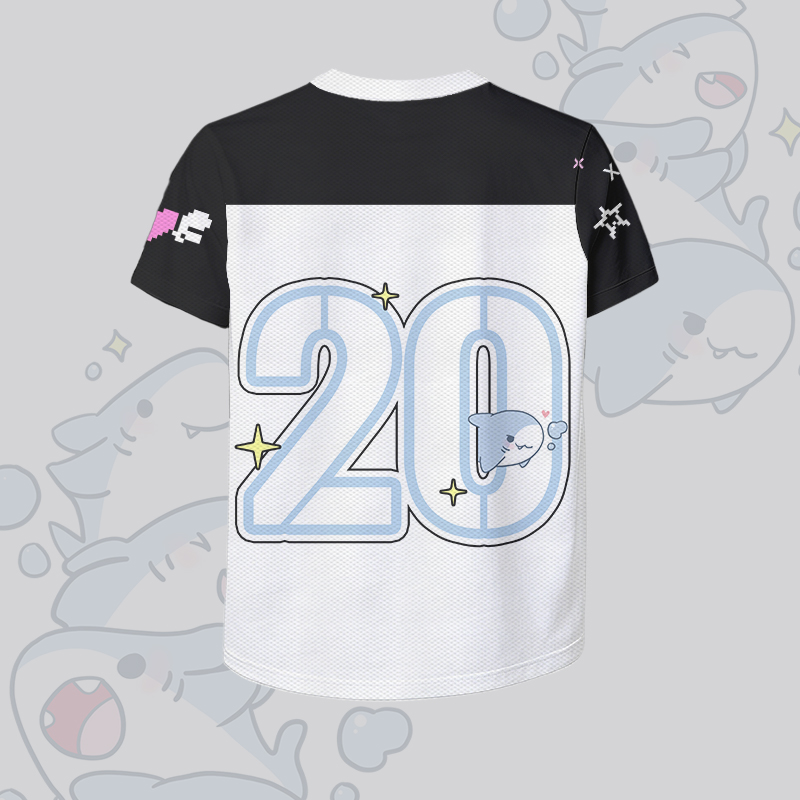 Modakawa Vintage Mesh Jersey T-Shirt mit Hai-Nummer-Grafik - image 4