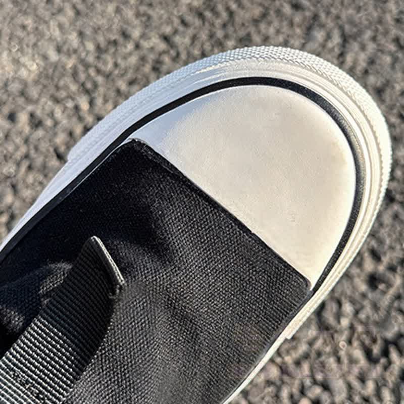 Vintage High-Top-Stiefeletten aus Canvas mit Riemen, Schnürung und Blocksohle - image 9