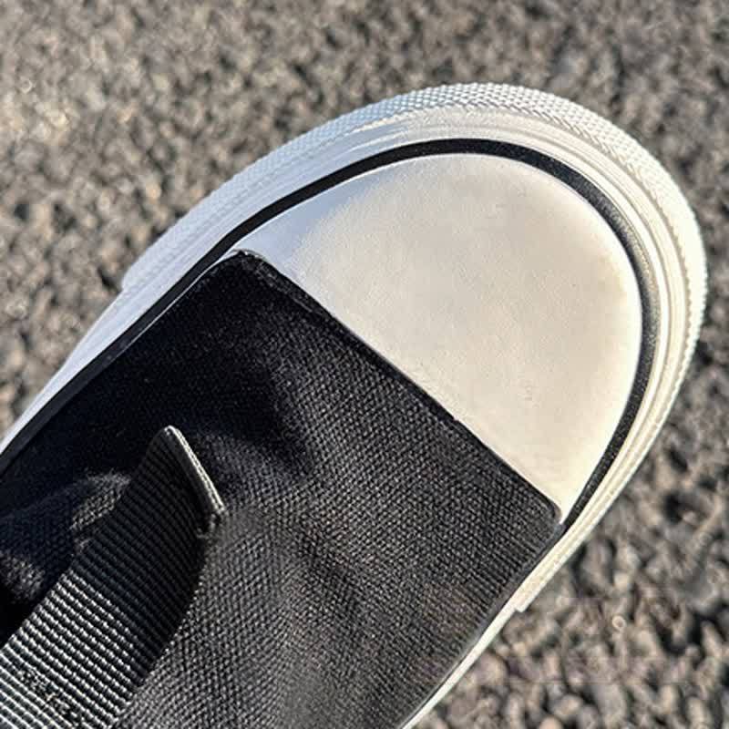 Vintage High-Top-Stiefeletten aus Canvas mit Riemen, Schnürung und Blocksohle - image 9
