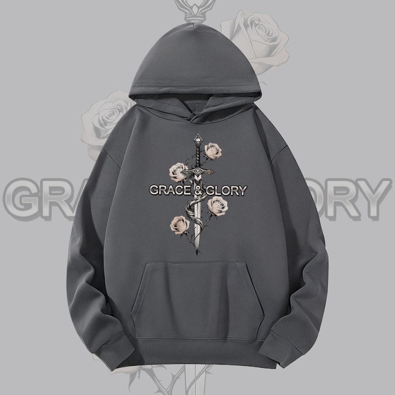 MODAKAWA GRACE GLORY Gothic Rose Sword Graphic Heavyweight Hoodie - Dark Grey - 2XL - image 4