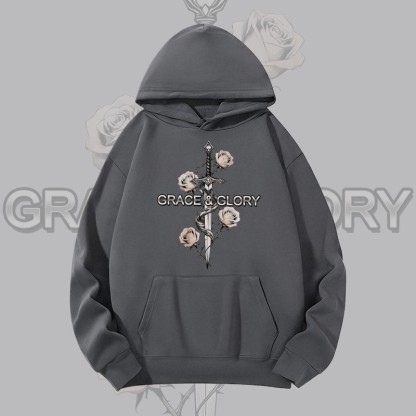 MODAKAWA GRACE GLORY Gothic Rose Sword Graphic Heavyweight Hoodie - Dark Grey - 2XL - image 4