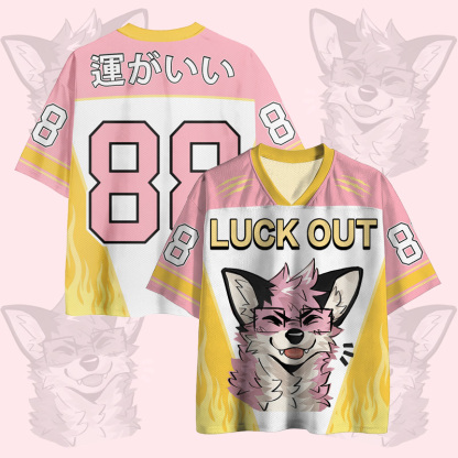 MODAKAWA X atka LUCK OUT Brille Fuchs Nummer Grafik Vintage Mesh Jersey T-Shirt - Pink - 4XL - image 5