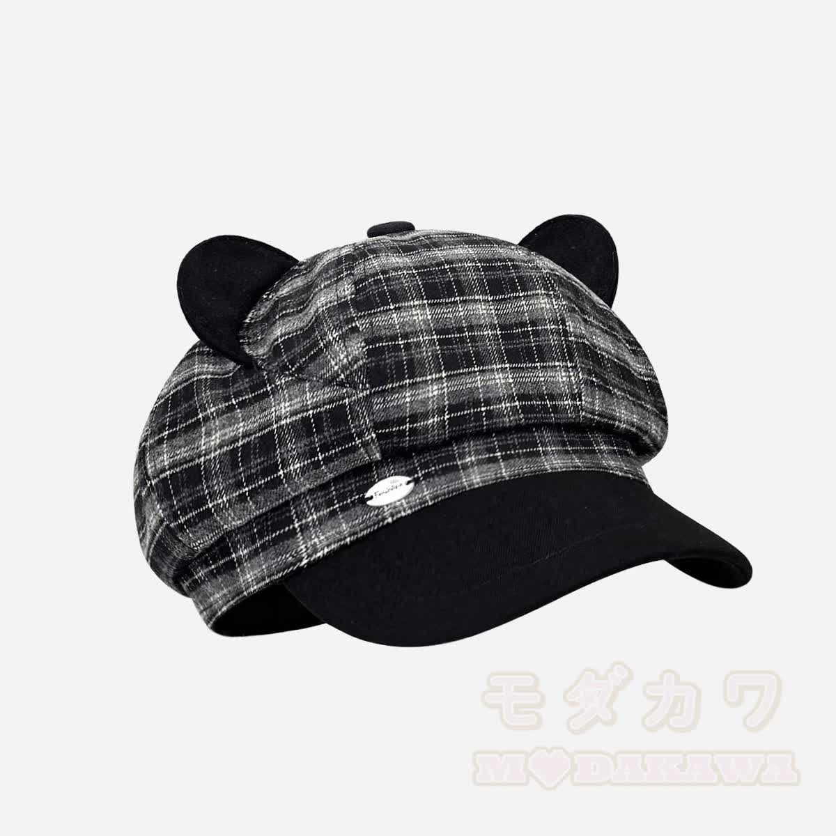Schwarze Katzenohren-Gothic- Y2K -Baskenmütze - O - M(56-58cm) - image 16