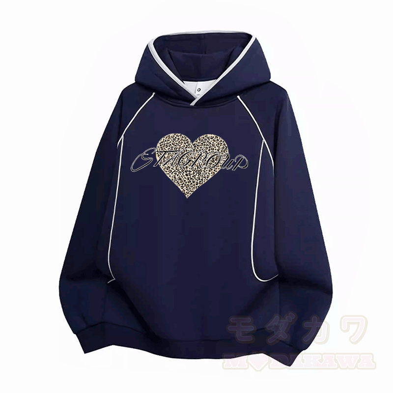 Modakawa Oversize-Pullover-Hoodie mit Leopardenherz-Grafik und Raglanärmeln - Purpurblau - 3XL - image 4