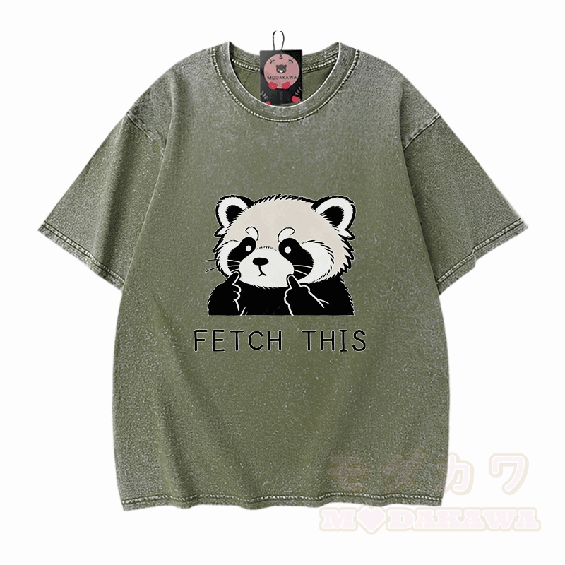 Hol dir dieses Panda-Grafik-Modakawa-Vintage-T-Shirt aus 100 % Baumwolle (gewaschen). - Grün - 5XL - image 8