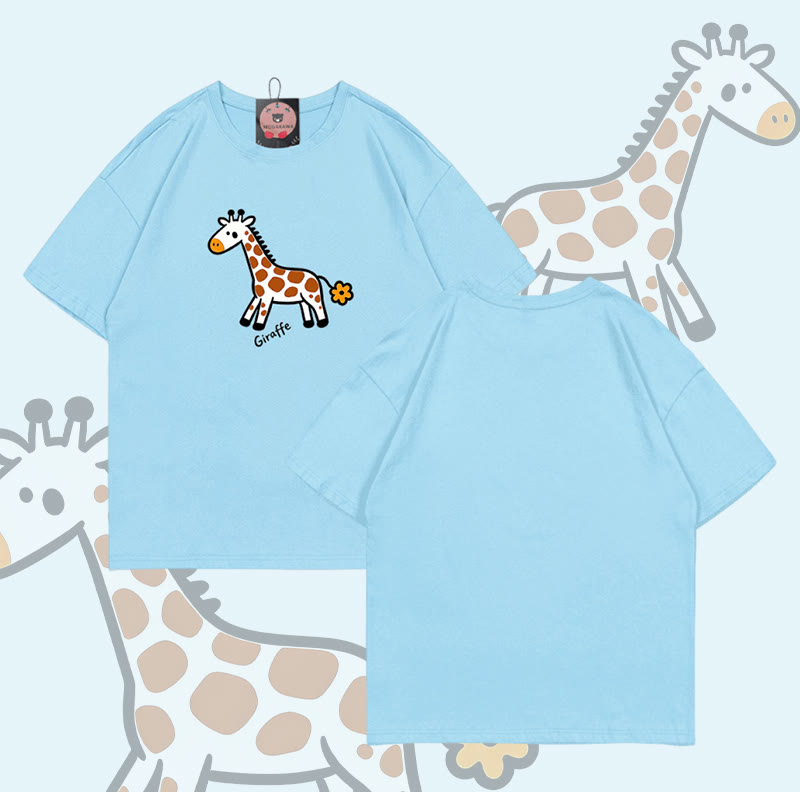 Giraffenmotiv Modakawa T-Shirt aus 100 % Baumwolle - Sky Blue - 5XL - image 7