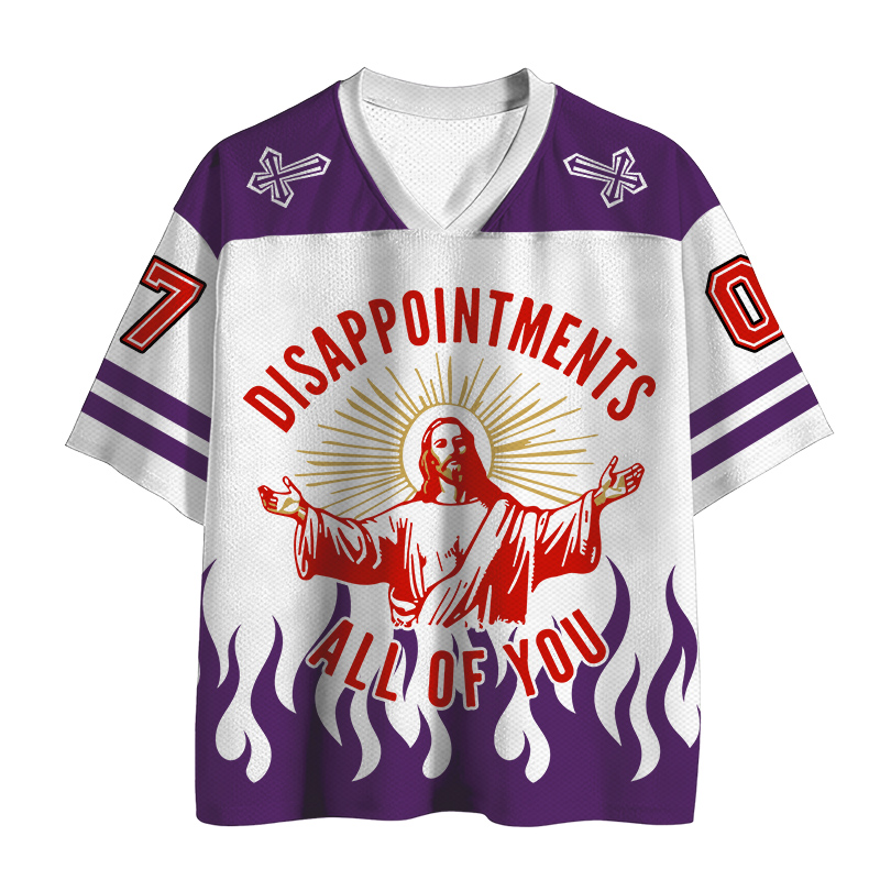 Enttäuschungen euch allen! Fire Cross Number Graphic Vintage Mesh Jersey T-Shirt - Purple - 4XL - image 2