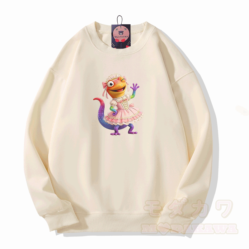 Modakawa Sweatshirt mit Ballerina-Eidechsen-Modifikation - Beige - 5XL - image 4