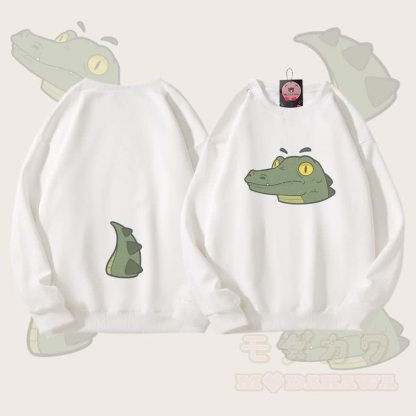 MODAKAWA Unisex-Sweatshirt mit Krokodil-Gesichts- und Schwanzmotiv - Weiß - 5XL - image 3