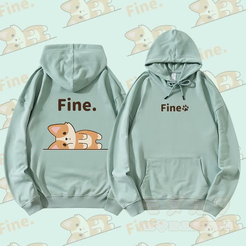 MODAKAWA Fox Lying Flat Graphic Streetwear Pullover Hoodie - Grün - 5XL - image 3