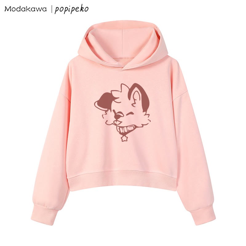 MODAKAWA X popipeko Puppy Graphic Cropped Cotton Hoodie - Pink - 3XL - image 4
