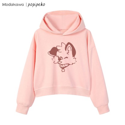 MODAKAWA X popipeko Puppy Graphic Cropped Cotton Hoodie - Pink - 3XL - image 4