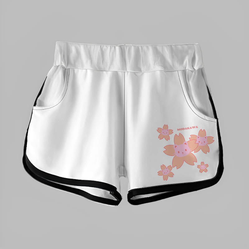 Modakawa Sakura Bear Letter Print Casual Shorts - image 4