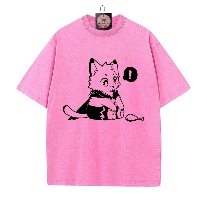 Fröhliches Kätzchen, das einen Trommelstock ansieht. Grafik. Unisex Vintage Washed T-Shirt - Rosenrot - 5XL - image 5