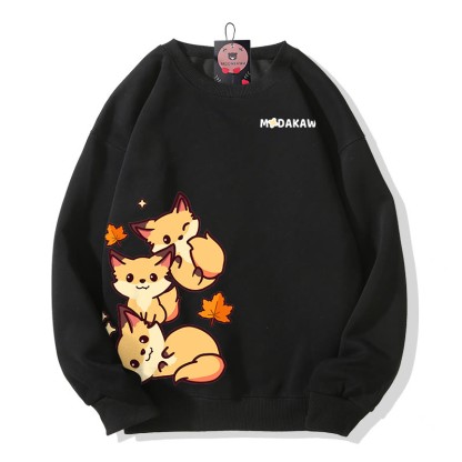 MODAKAWA Sweatshirt mit gestapeltem Fuchs-Grafik - Black - 5XL - image 3