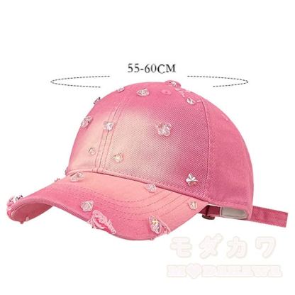 Baseballkappe mit Strasssteinen und Schmetterlingsmotiv im Used-Look - image 7