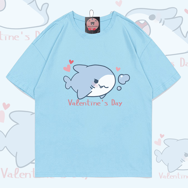 MODAKAWA Fröhlicher Hai Grafik Paar Top - T-shirt - Blue - 5XL - image 3