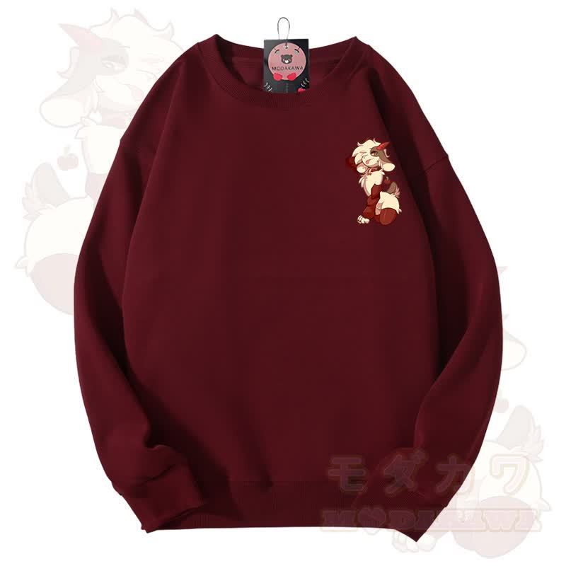 MODAKAWA X zarckets Unisex-Sweatshirt mit niedlichem Schaf-Motiv - Rot - 3XL - image 11