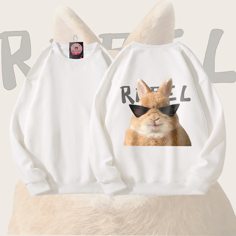 MODAKAWA Sonnenbrillen-Hasen-Grafik Unisex-Sweatshirt - White - 5XL - image 3
