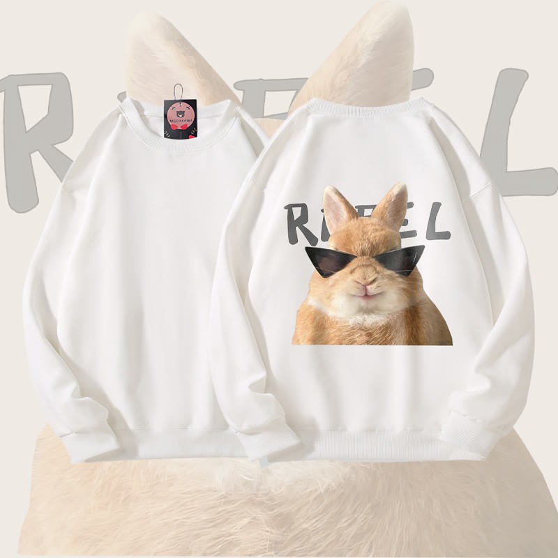 MODAKAWA Sonnenbrillen-Hasen-Grafik Unisex-Sweatshirt - White - 5XL - image 3