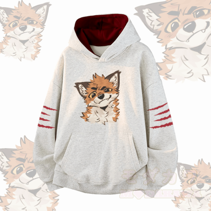 MODAKAWA X atka Pullover mit lustigem Fuchs-Motiv und Kontrastfutter - Grau - 3XL - image 3