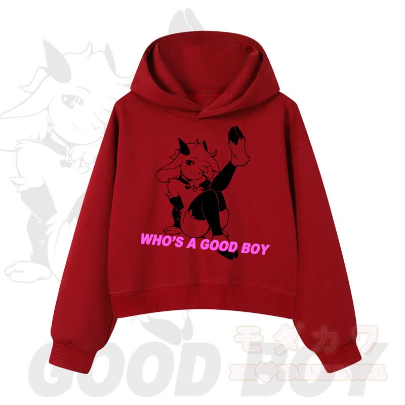 MODAKAWA WHO'S A GOOD BOY Kapuzenpullover mit Ziegenprint - Rot - 3XL - image 10