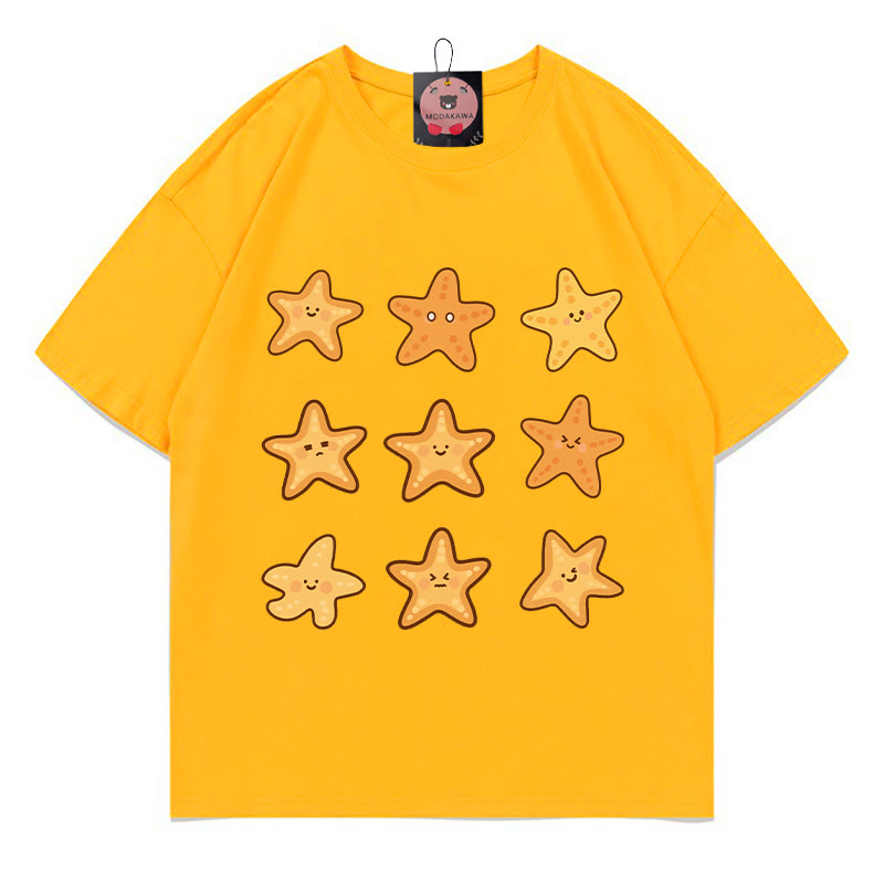 Modakawa T-Shirt mit Seesternmuster - Yellow - 5XL - image 3
