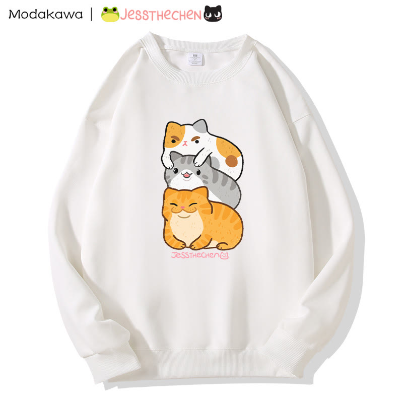 MODAKAWA X jessthechen Stacked Kitty Graphic Sweatshirt - White - 5XL - image 4