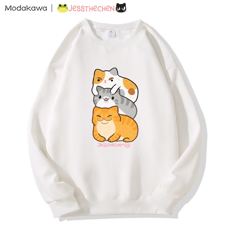 MODAKAWA X jessthechen Stacked Kitty Graphic Sweatshirt - White - 5XL - image 4