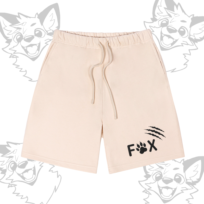 MODAKAWA X atka Happy Fox Graphic Farben Block Pocket T-Shirt Shorts passendes Outfit - Beige Shorts - XL - image 9