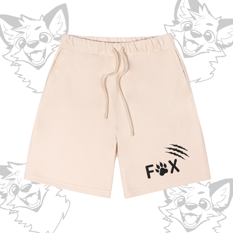 MODAKAWA X atka Happy Fox Graphic Farben Block Pocket T-Shirt Shorts passendes Outfit - Beige Shorts - XL - image 9