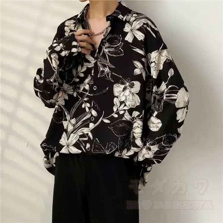 Herren-Langarmhemd mit Vintage-Print und Knopfleiste - Mehrfarbig AB - 3XL - image 29