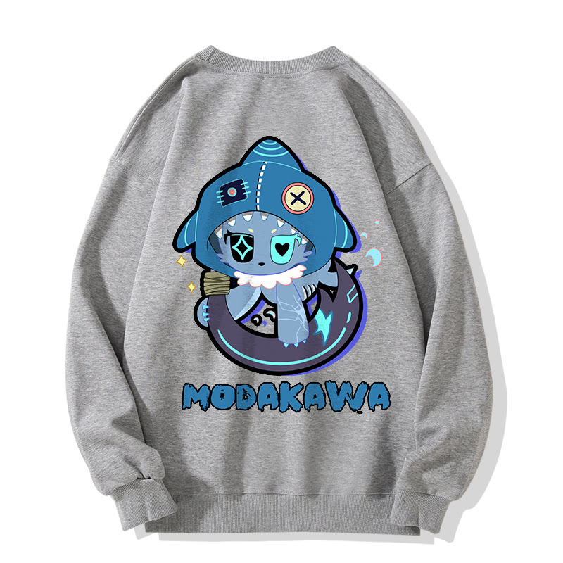 MODAKAWA Verspieltes Hai-Motiv, dunkle Ästhetik, Unisex-Streetwear-Sweatshirt - Grey - 5XL - image 4