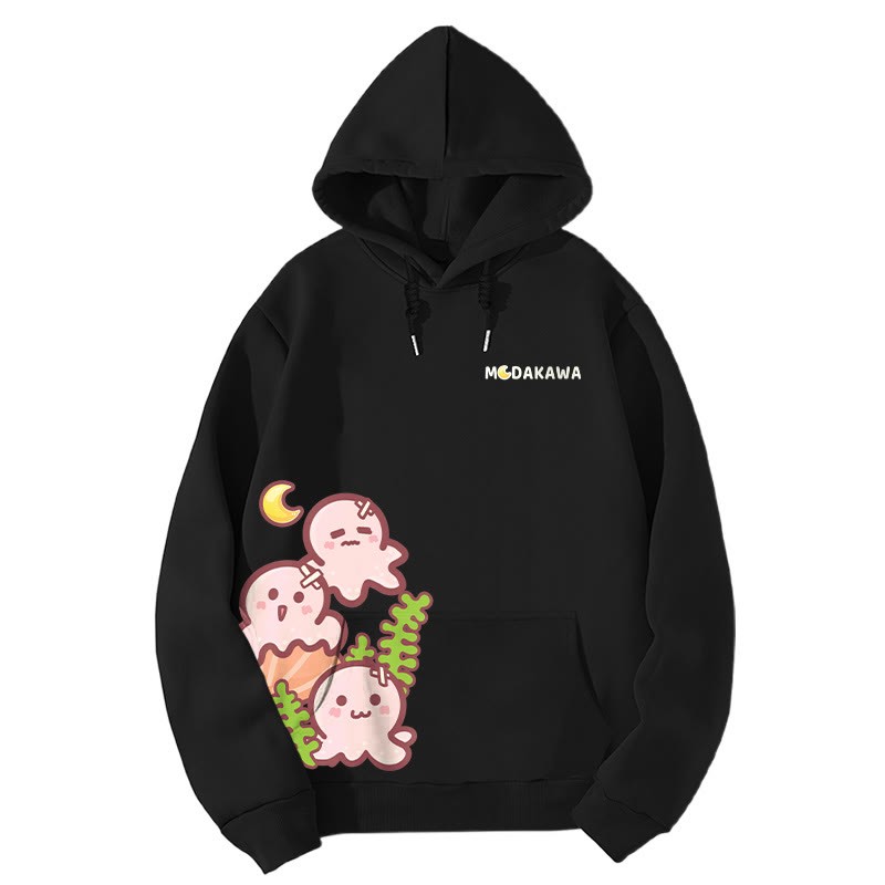 Modakawa Kapuzenpullover mit Farbverlauf und Oktopus-Buchstabenprint, locker geschnitten - Black - 5XL - image 4