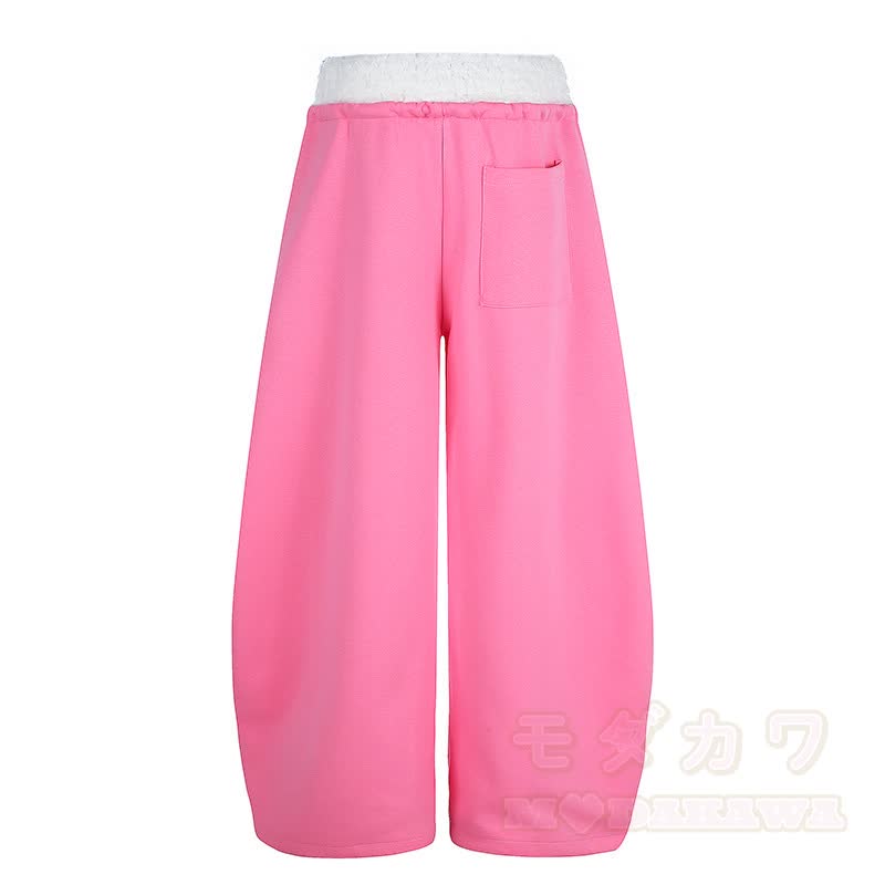 Hochwertiges, strapazierfähiges Set aus zweiteiligem Set: T-Shirt mit Polka-Dot-Stickerei und weit geschnittener Hose. - image 14