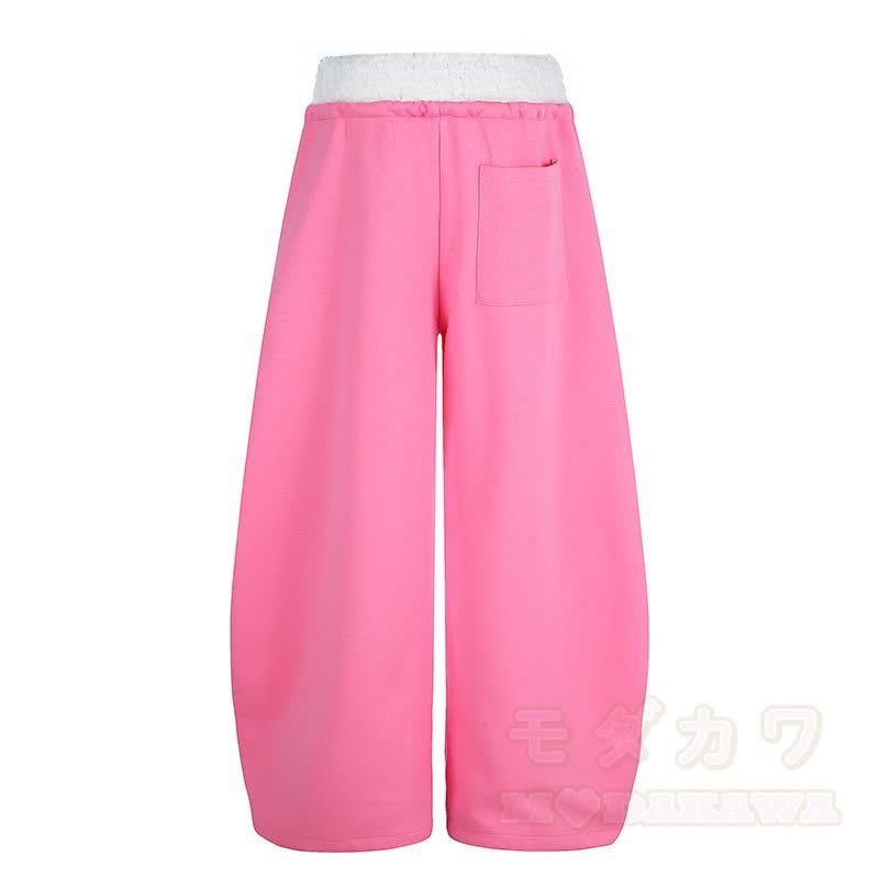 Hochwertiges, strapazierfähiges Set aus zweiteiligem Set: T-Shirt mit Polka-Dot-Stickerei und weit geschnittener Hose. - image 14