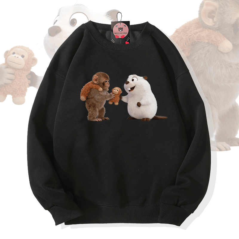 PUNCH Lustiges Affen-Kugelfisch-Modakawa-Sweatshirt - Black - 5XL - image 3
