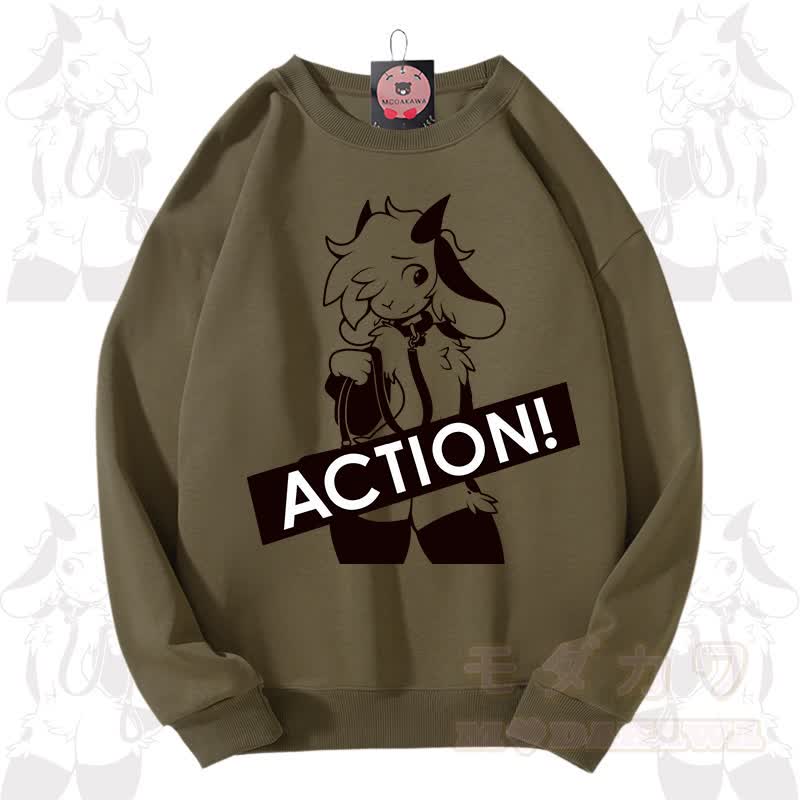 MODAKAWA X zarckets ACTION Goat Graphic Unisex Sweatshirt - Armeegrün - 3XL - image 11