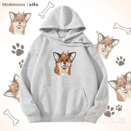 Kapuzenpullover mit Fleecefutter und Fuchs mit Brille - Grau - 5XL - image 4