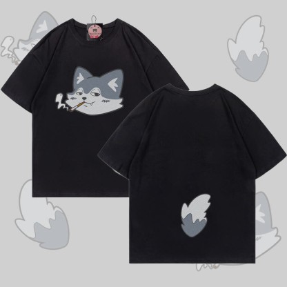 MODAKAWA T-Shirt mit Raucherwolf-Motiv (Gesicht und Schwanz) - Black - 5XL - image 5