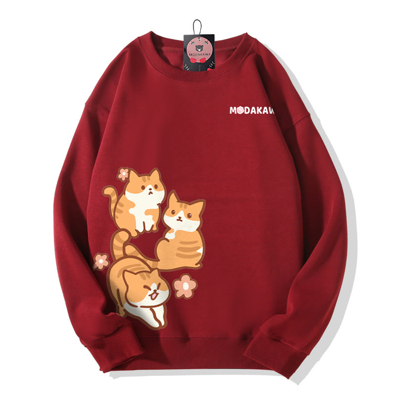 MODAKAWA Sweatshirt mit Katzenmotiv - Red - 5XL - image 3